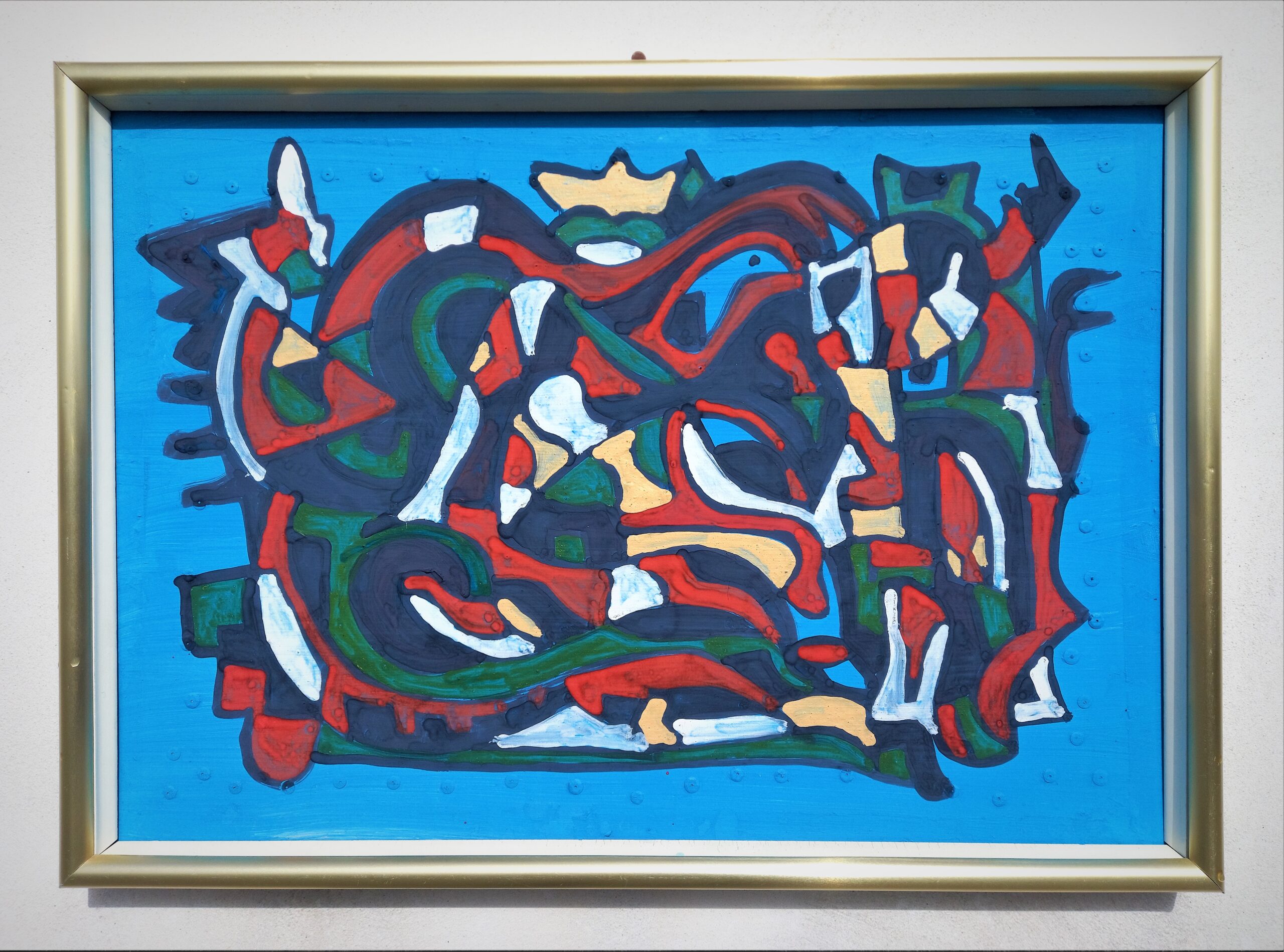 Uso e Riuso / Via Santa Filomena - Acrylic 50/35 cm. L'importante che gli anziani si vogliano bene. (Il Nuotatore)