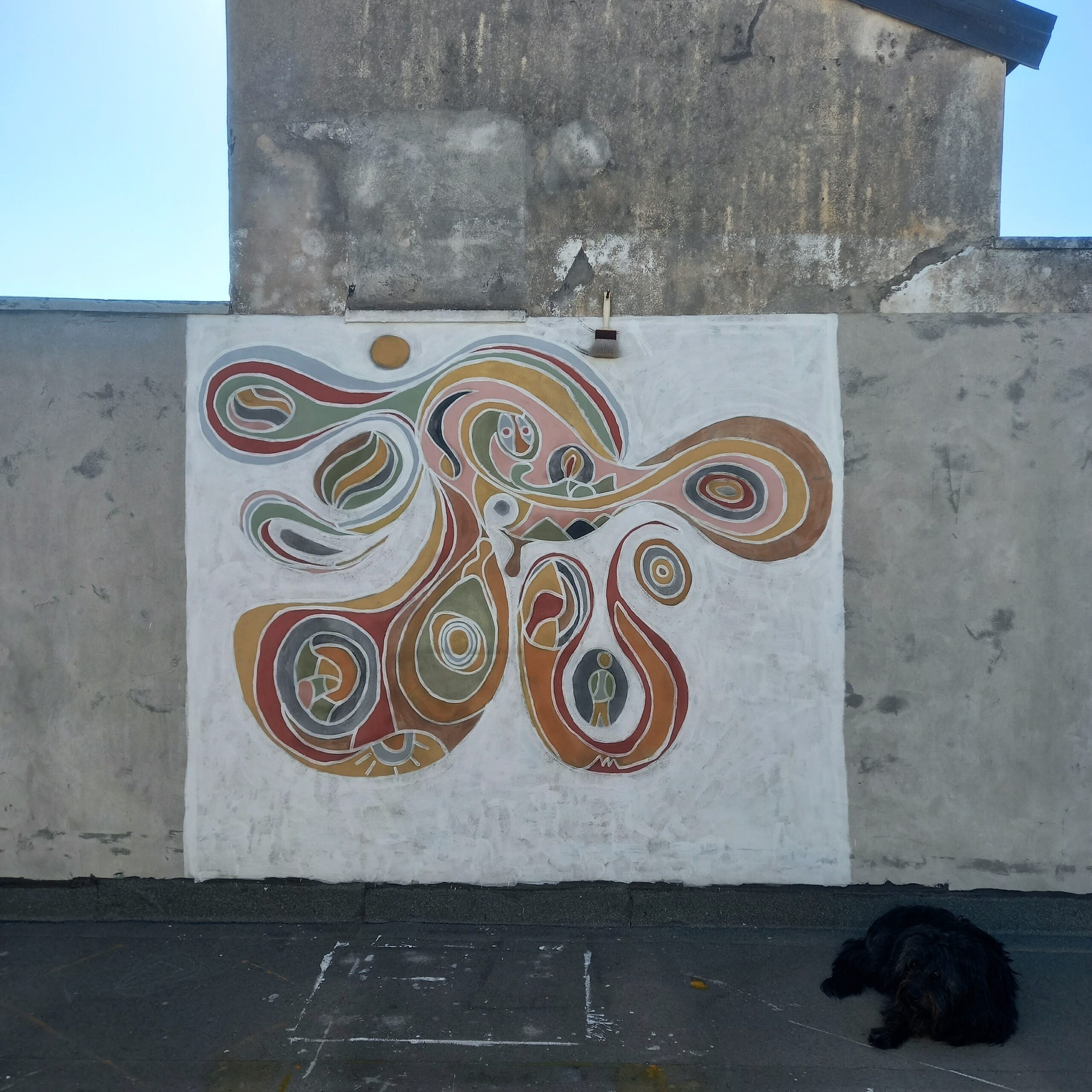 murale acrylic painting quinta Dimensione mezzanine living le polveri della etna