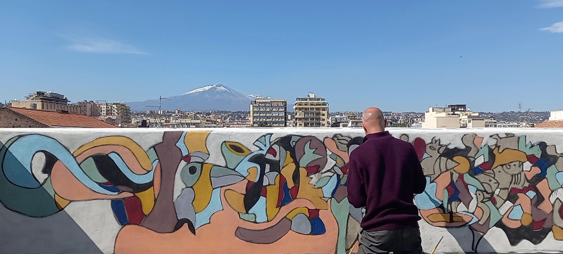 1 claudio arezzo di trifiletti cortile delle nevi algoritmi di pace murales arte artista visionario sicilia contemporanea